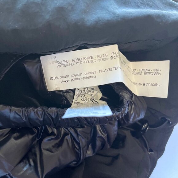 ZARA BLACK QUILTED HOODED SHORT WINTER PUFFER OVERSIZED COAT - XS - Picture 9 of 9